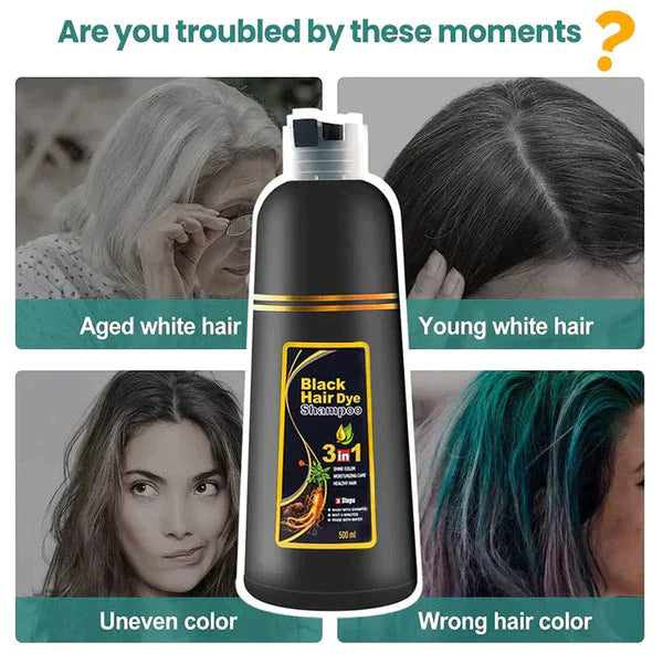3-IN-1 BLACK HAIR DYE SHAMPOO (AYURVEDIC NO SIDE EFFECT) - Buy 1 Get 1 Free 🔥