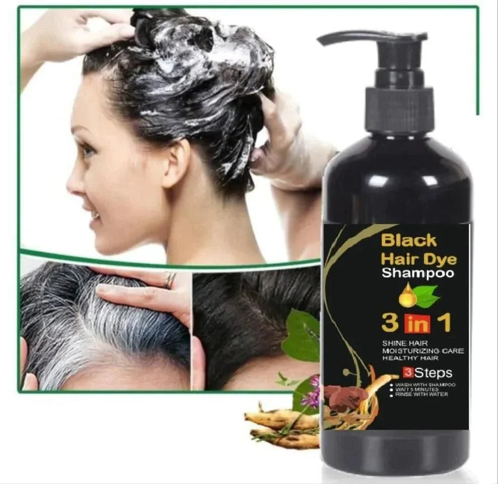 3-IN-1 BLACK HAIR DYE SHAMPOO (AYURVEDIC NO SIDE EFFECT) - Buy 1 Get 1 Free  🔥